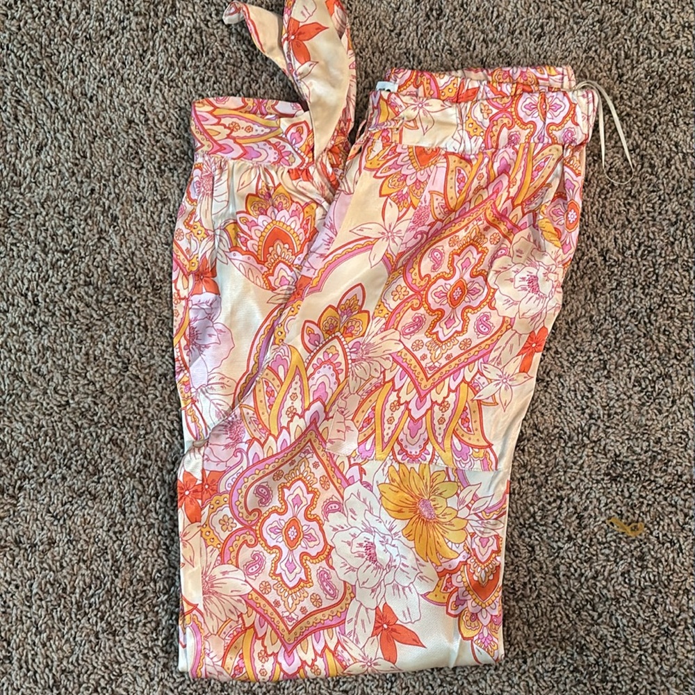 Zara The Sasha Pink Orange Satin Printed Tapered Tie Hem
Pants size S - Picture 8 of 8